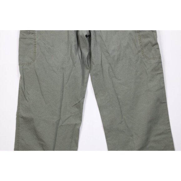 Vtg LL Bean Mens 40x30 Faded Trekking Canvas Wide Leg Cargo Pants Green Cotton - Picture 11 of 12